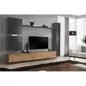 ASM-Moebel Anbauwand Wohnwand Schrankwand SWITCH VIII Wotan Lamellen Hochglanz Push Click