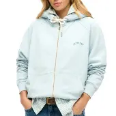 Superdry für Damen. W2012287A Kapuzensweatshirt mit regulierbaren Ärmeln, Reißverschluss und blauem Esssential-Logo (S), Lässig, Baumwolle