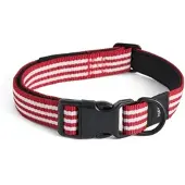HAY - Dogs Hundehalsband, M/L, rot / weiße Streifen