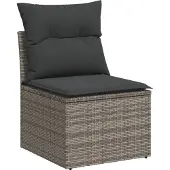 vidaXL 3-tlg. Garten-Sofagarnitur mit Kissen Grau Poly Rattan