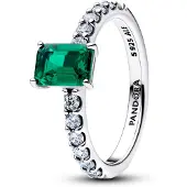 Pandora 194506C01 Silberring für Damen Rechteckiger Funkelnder Grüner Heiligen