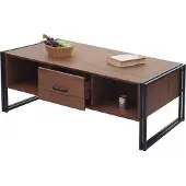 Mendler Couchtisch HWC-A27b, Beistelltisch Wohnzimmertisch, 3D-Struktur, 45x110x60cm MVG-, Metall Wildeiche-Optik