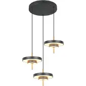 TRIO 3-flammige Pendelleuchte Keaton Rundes Schwarz mit Gold