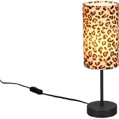 Valotorni Tischleuchte mit Leoparden-Muster, Stoffschirm, 36,5 cm hoch, E14-Fassung