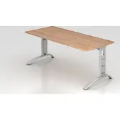 Hjh OFFICE PRO FARO 19 S - 180 x 80 Nussbaum/Silber höhenverstellbar
