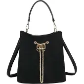 Gallantry Paris Gallantry, Damen Beuteltasche Wildlederoptik mit Kette Dorelia, Schwarz