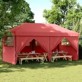 Prolenta Maison Exclusive - Partyzelt Faltbar Pop-Up mit 4 Seitenteilen Burgunderrot