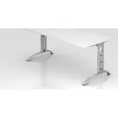 Hjh OFFICE PRO FARO 19 S - 180 x 80 höhenverstellbar Weiß/Silber