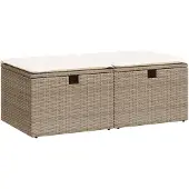vidaXL 2-tlg. Garten-Sofagarnitur mit Kissen Beige Poly Rattan Akazie