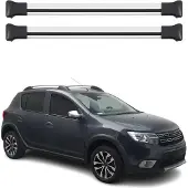 Omtec Dachträger Grundträger Gepäckträger für Dacia Sandero Stepway 2012-2020 Alu Grau