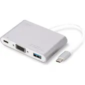 Digitus USB Type-C VGA Multiport Adapter, 3-Port, Silber, China, 1920 x 1080 Pixel, 1 Stück(e), 135 mm, 140 mm