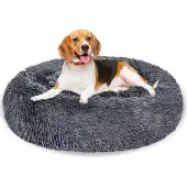 Jayseuw Hundebett Plüsch Schlafplatz Hundekissen Katzenbett Waschbares rutschfestes komfortables 80cm Dunkelgrau