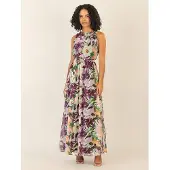 Apart Kleid in Aubergine/ Hellgrün - 40
