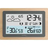 Technoline WS 6785 Funk-Wetterstation mit Holzrahmen – Innen-/Außentemperatur | Luftfeuchtigkeit | Wettertrend & Mondphasenanzeige