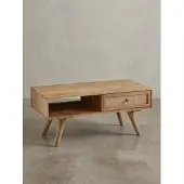 KADIMA DESIGN Massiver Mango-Holz Couchtisch mit Ablagefläche, Zeitlos, geräumig & stabil. 90x45x40 cm |