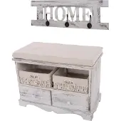 OEM Vintage Kommode mit 2 Schubladen, 42x62x33cm, weiß, Shabby Chic