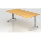 Hjh OFFICE PRO FARO 2E S - 200 x 100 Buche/Silber höhenverstellbar
