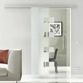 Levidor Glasschiebetür Komplettset 90 x 205 cm Wolfsburg Aluminium mit Stangengriff