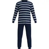 Tom Tailor Schlafanzug "Pyjama Pyjama lang Rundhalsausschnitt", Herren, Gr. XL, bunt (blau, weiß), Obermaterial: 100% Baumwolle CO., Homewear-Sets Schlafanzug