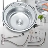 Mucola Rundspüle Küchenspüle SilberSpülbecken EinbauSilberspüle - Einbauspüle 50CM