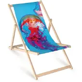 AllBags Holz Liegestuhl klappbar „Quallen“ – Gartenstuhl Relaxstuhl Sonnenliege Balkon Terrasse Meeresmotiv