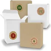 Itenga Adventskalender zum Füllen 24x Quader gemischt WEISS BRAUN + Sticker V09 Z10