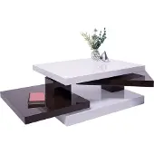 Mendler Couchtisch MCW-G84, Wohnzimmertisch Beistelltisch Kaffeetisch, drehbar 34x80x60cm weiß hochglanz, braun