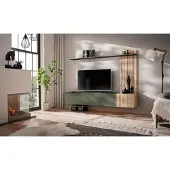 ASM-Moebel Anbauwand Wohnwand Schrankwand Solo HJZI mit Lamellen und Push-Click System
