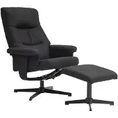 Dopwii Liegesessel mit Hocker, drehbar, Wippfunktion, Samtoptik, bis 150 kg, Schwarz