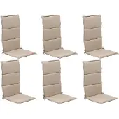 GO-DE Gartenstuhlauflagen - Creme - Hochlehner - mit Stehsaum - 6er Set