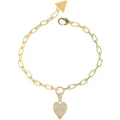GUESS Love Me Tender Pave Heart Paperlink Bracelet