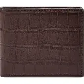Fossil Geldbörse Derrick Bifold With Flip ID Brown Croco dunkelbraun
