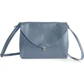 Harold's Leder Umhängetasche Fold Handbag Clutch Light Blue blaugrau