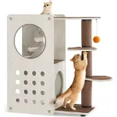 Feandrea Clickat Kratzbaum, Katzenbaum modern, Katzenhaus mit Kratzsäule, Kratzmatte