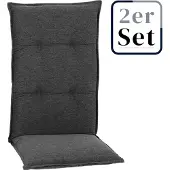 Green Spirit 2er Set Hochlehner Auflage Tartu, Motiv - Uni, grau, 118x46x6cm