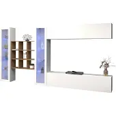 Freiraum Wohnwand >Benevent< (5-teilig) in Weiß Hochglanz - 350x180x30 (BxHxT)