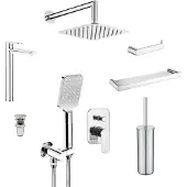Lomadox Badezimmer Armaturenset mit Zubehör in silber DEANTE-30