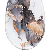 Woltu Toilettendeckel, mit Absenkautomatik, Klobrille, O-Form, Marmormuster