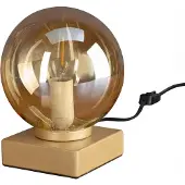 Licht-Erlebnisse Tischlampe Rauchglas Metall 17,5 cm hoch in Gold Bernstein E14 Kugel Schirm Modern Tischleuchte Nachttischlampe