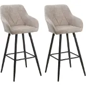 Beliani Trendy Barstuhl 2er Set Beige Stoff 104 cm Modern