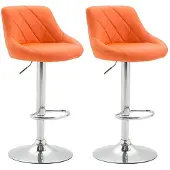 CLP 2er Set Barhocker Lazio Kunstleder höhenverstellbar und 360 Grad drehbar orange