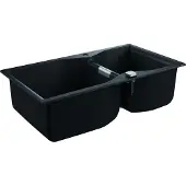GROHE K700, Aufsatzwanne, Rechteckig, Quarzkomposit, Schwarz, 2 Becken, 465 x 443 mm