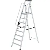 Proregal Plattformleiter | 8 Stufen | inkl. beidseitigem Handlauf | Aluminium | nivello Leiterschuhe