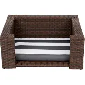 Teamson Pets Clotho Drinnen Draussen Rattan Katze Oder Kleiner Hund Hochbett Liege mit Abnehmbarem Waschbarem Kissen Braun ST-N10005-UK