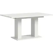 Ebuy24 Motion Esstisch Doppelsäulenfuß 90x150/190cm inkl. 1 Einlegeplatte weiß.