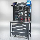 Datona Werkbank mit Lochwand + Werkzeugwagen extra breit - PREMIUM
