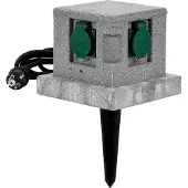 Grafner Gartensteckdose Smart WLAN WIFI, Steinoptik, 4 Steckdosen, Dämmerungssensor, Alexa Google IOS Tuya, 3680 Watt, Energiesäule Mehrfachsteckdose Außen Outdoor Außensteckdose 4-Fach Granit Felsen