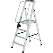 Proregal Plattformleiter | 4 Stufen | inkl. beidseitigem Handlauf | Aluminium | nivello Leiterschuhe