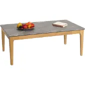 Mendler Couchtisch MCW-M55, Beistelltisch Sofatisch, Massiv-Holz HDF Laminat Melamin 46x120x70cm, Marmor/Stein-Optik helle Beine
