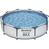 Bestway Steel Pro MAX rund 305x76cm Stahlrahmenpool mit Filterpumpe Grau 56408